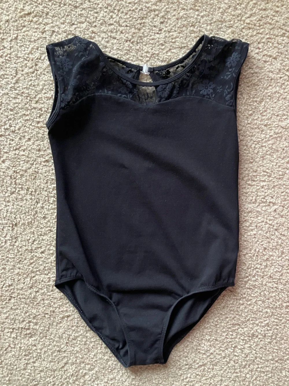Black Lace-Accent Kids Dance Leotard